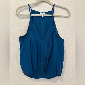 Joie Silk V-Neck Halter Tank Elastic Waist Royal Blue Pleated size Medium